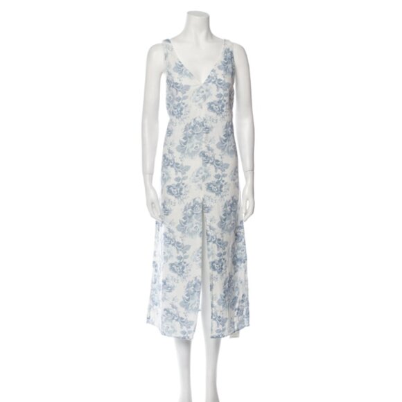 Reformation Monique Linen Midi Dress in Teacup Blue Floral size XS - Picture 5 of 5